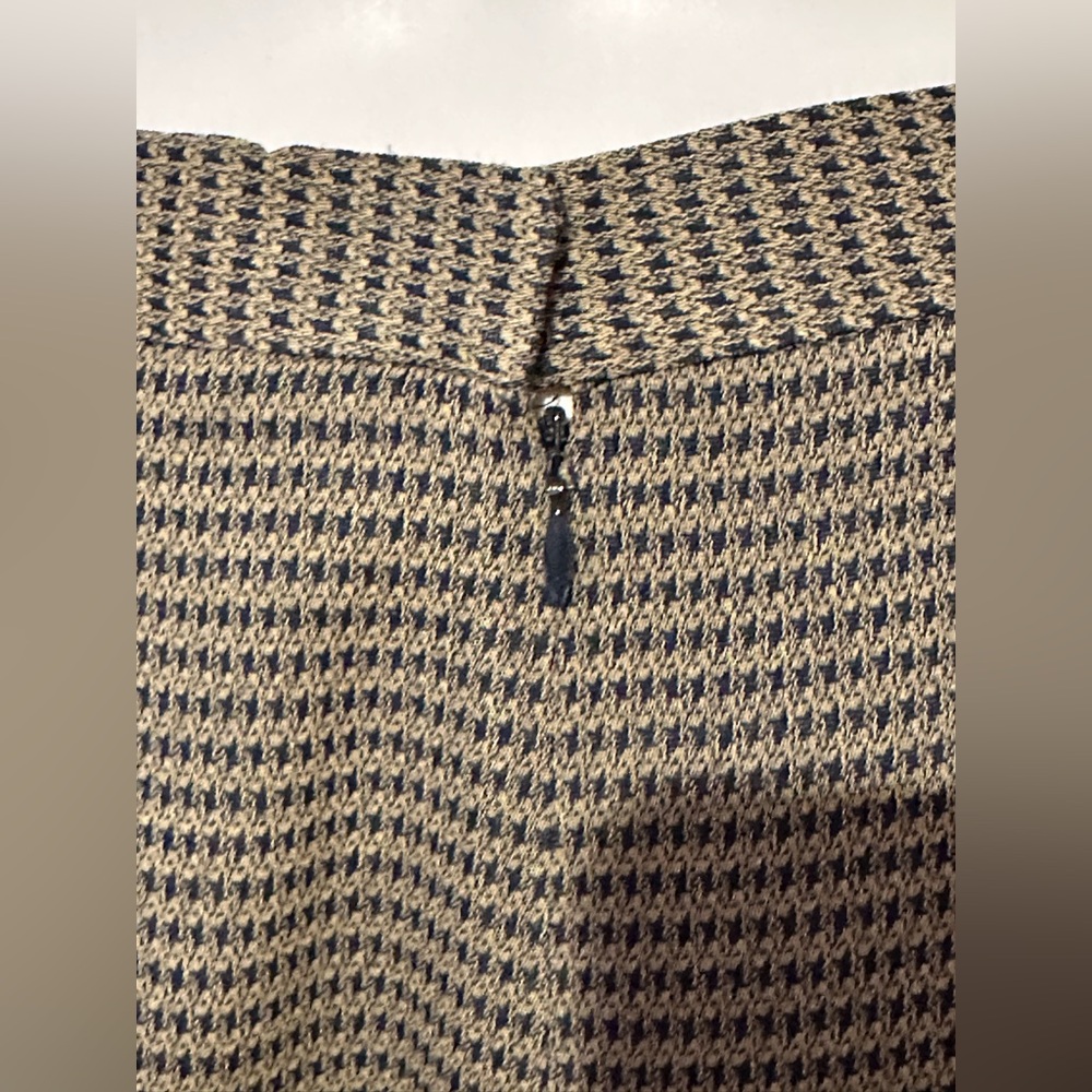 JULIANA COLLEZIONE Vintage Navy Blue & Beige Houndstooth Blazer Skirt Set Sz 10 - Picture 12 of 16